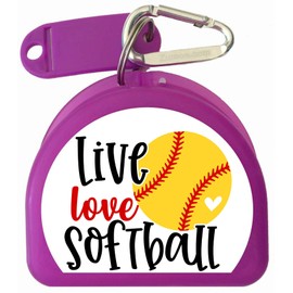 Softball Mouthguard Case with Carabiner & ID Tag (Purple)
