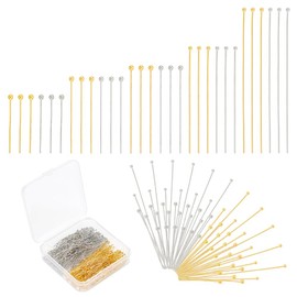 UNICRAFTALE Approx. 500 Pieces Brass Ball Head Pins 20~50 mm Straight Head Pin 2 Colours Metal Eyelet Pins End Head Pins Findings for Making Craft Jewellery