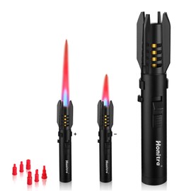 Torch Lighters, Butane Lighters, Adjustable Jet Flame Torch Lighters, Windproof Refillable Gas Torch Lighter Long Lighter for Candle, Grill, BBQ, Fireworks(Butane Not Included) (Black)
