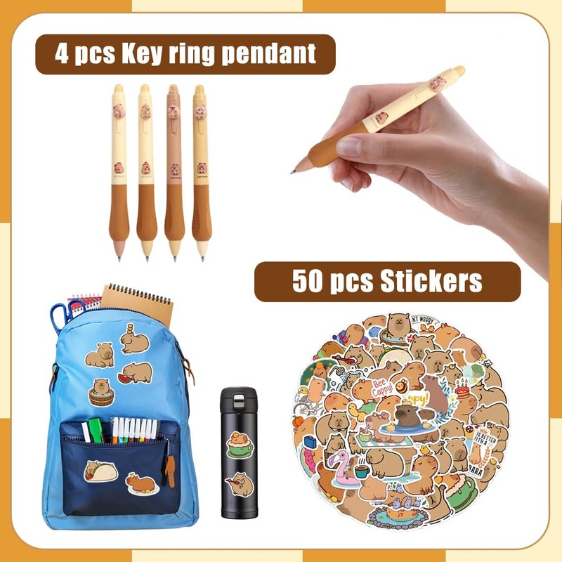 Capybara Pencil Case Kit,57Pcs Capybara Stationery Set School Pencil Pouch