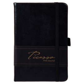 Office Works, Picasso Notebooks 80-Sheet Ruled 80gsm Small Fine Journal, 3.5 inches x 5 inches, Black