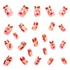 24 Pcs Flower Press on Nails Glitter Short Square Shaped