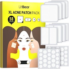 LitBear Parches De Acné Grandes, Parches De Espinillas Hidrocoloides Para Brotes Grandes, Granos Y Manchas, Parches Grandes Para El Acné Para Cara