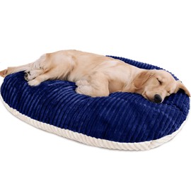 Patas Lague Reversible Orthopedic Dog Bed for Medium Dogs 30''x20'', Memory Foam Supportive Therapy Fillings Deep Sleep Pet Beds with Removable Cover Soft Warm Washable Cat Cuddler Bed Navy Blue