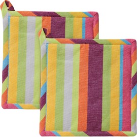 REDBEST Pot Holder Stripes Pack of 2 Cotton Colourful Size 20 x 20 cm