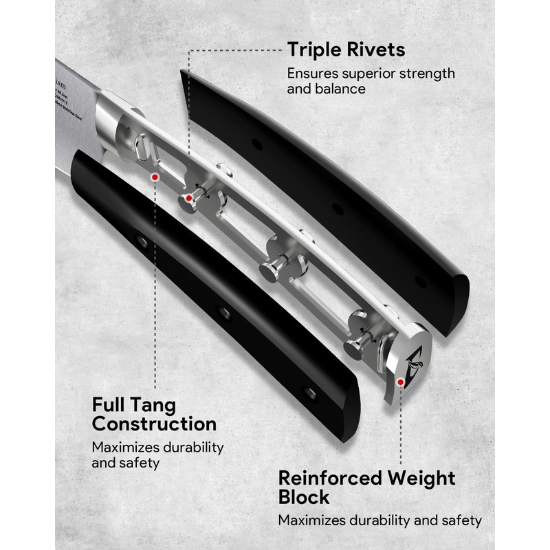 Knife Set, Kitchen Knife Block Sets with Sharpener, 6 Steak