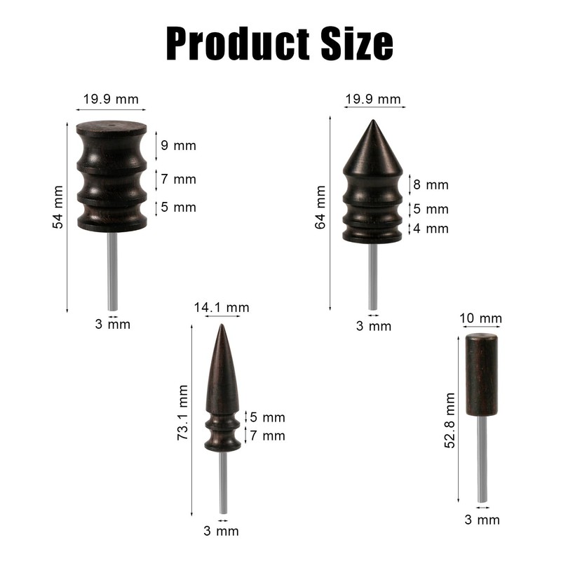 4pcs Leather Burnisher Bits for Rotary Tool, 4 Styles Leather