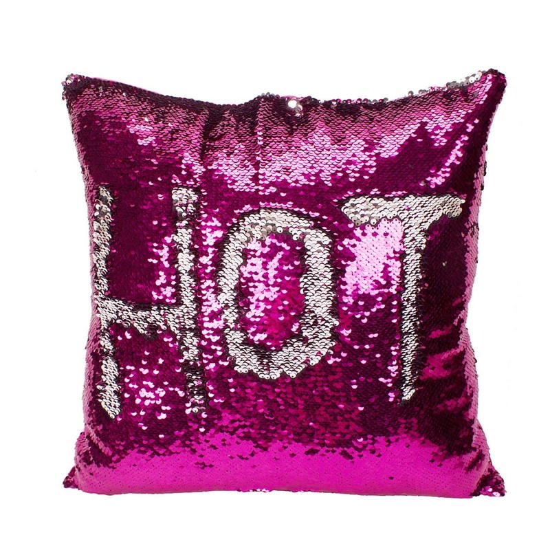 Mr Gadget Solution® Hot Pink Silver 16'' Magic Mermaid Pillow