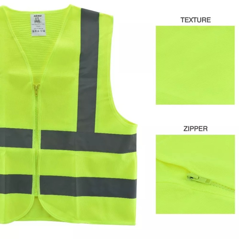 NEIKO 2 Pockets Neon Green Safety Vest with Reflective Strips