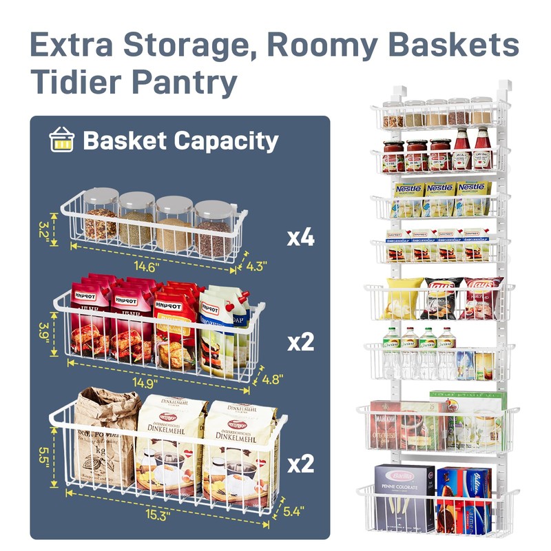 8-Tier Over The Door Pantry Organizer, Pantry Organization and Storage,