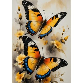 GHHKUD Butterfly Flowers Diamond Painting Kits for Adults, 5D DIY Full Drill Diamond Gem Art Stitch, 30 x 40CM