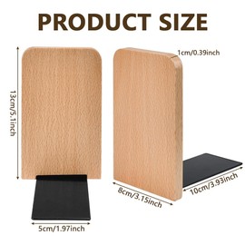 KARBAG Book Ends, 2 Pack Natural Bamboo Bookend Heavy Duty Bookends Walnut Wood Bookends Wooden Book Stopper Bookshelf Ends Decorative Book Ends for Shelves Office Home School Dorm (Square Head)