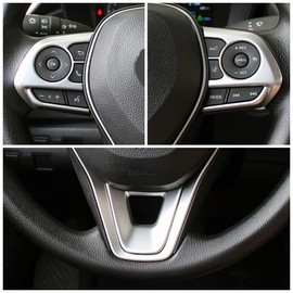 Dakitita Interior Accessories Steering Wheel Button Frame Cover Trim For Toyota RAV4 2019-2024 Corolla Cross 2020-2024 (Matte Silver)