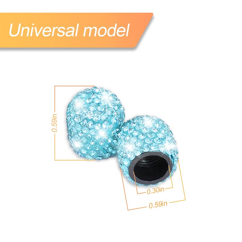 Car Wheel Tire Valve Caps, 4 Pack Handmade Bling Crystal