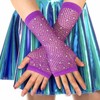 RainFlowwer Purple Fishnet Gloves Arm Sleeves, 80S Scene Emo Accessories