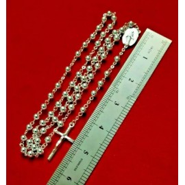 Christian CATHOLIC Rosary Necklace SILVER Plated  Beads  22" NEW