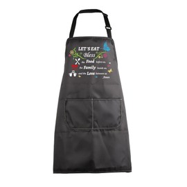 BNQL Christian Bible Verse Apron Bless the Food before us Kitchen Apron Home Gifts Bible Verse Gifts Religious Cooking Apron (Bless the Food before us Apron)