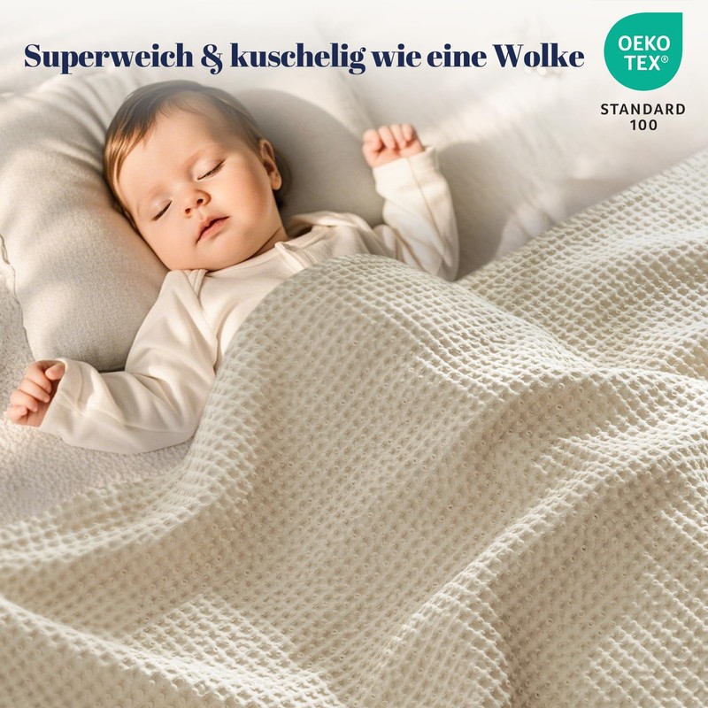 PHF C Waffle Sofa Blanket Linen 130 x 150 cm