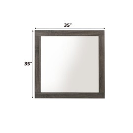 ZJMTOCYU Rustic Gray Oak Finish Mirror with Non-Beveled Edge, Versatile Square Shape, Wooden Trim Frame for Contemporary and Traditional Design