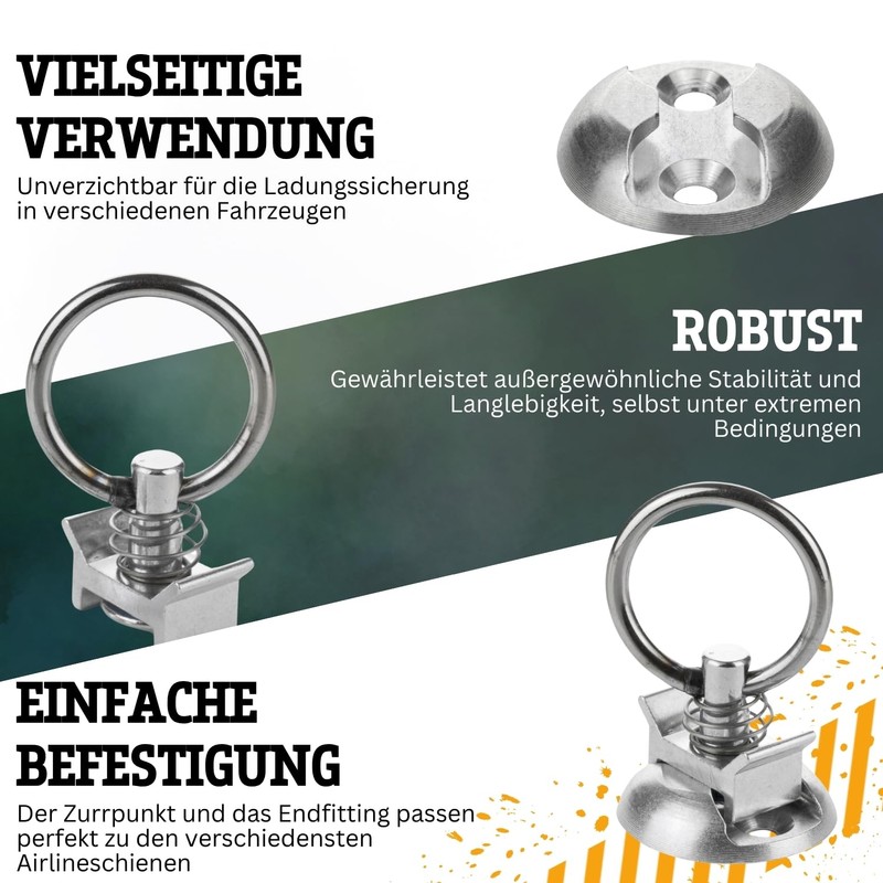 Safetytex Single End Fitting with Lashing Point for Airline Rail
