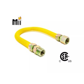 MIIFLEX 1'' OD 12'' long Gas Connector w/ 3/4'' MIP x 3/4'' FIP Adapter, Gas/Heater Line