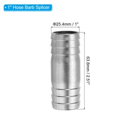 PATIKIL 1" Hose Barb Splicer, 4 Pcs Stainless Steel Hose Barb Splicer Mender Coupler Fitting Round Union Adapter for Water Air Gas, Silver