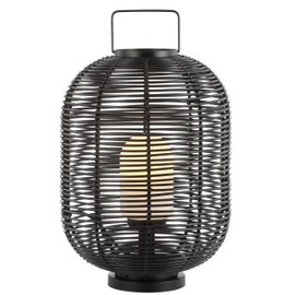 JONATHAN Y JYL6506A Kandella 26.7" Outdoor Woven Oval Asian LED Lantern Bohemian,Scandinavian,Modern,Contemporary for Bedroom, Living Room, Office, College Dorm, Coffee Table, Bookcase, Black
