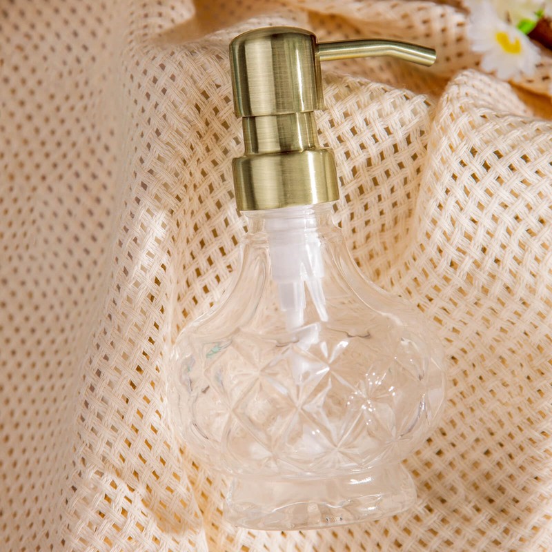 Glass Soap Dispenser Bathroom Hand Soap Dispenser with Stainless Steel