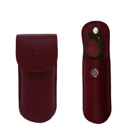 Adamis Full Grain Genuine Leather Spectacles Removable Hard Shell Case and Soft Pouch for Men and Women Flexible And Durable For Sunglass Eyeglass And Reading Glass Holder compact size Cherry