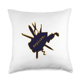 West Virginia WV Gifts Souvenirs & Apparel Co. Explore West Virginia Multi-Tool WV Outdoor Scouting Hiking Throw Pillow, 18x18, Multicolor