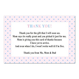 30 Thank You Cards Pink Blue Polka Dots Unisex Baby Shower or Baby Sprinkle Girl Boy + 30 White Envelopes