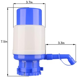 Manual Water Bottle Pump, Easy Drinking Water Pump, Easy Portable Manual Hand Press Dispenser Water Pump for Universal 2-5 Gallon Bottle Coolers (White/Blue)