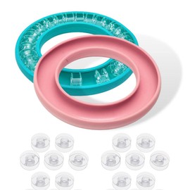 2 Pack Blue Pink Round Bobbin Holder and 24 Transparent Bobbins Bobbin Organizer and Holder Bubbin Organizer Bobbin Keeper for Metal or Plastic Sewing Machine Bobbin Sewing Tools Bobbin Ring Holder