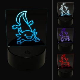 Sniggle Sloth Adventurous Axolotl Salamander 3D Illusion LED Night Light Sign Nightstand Desk Lamp