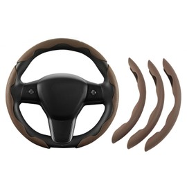 West Llama Universal 3Pcs Snap on Auto Car Steering Wheel Cover for 99% Cars (Brown)