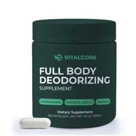 Vital Core Body Deodorizing Supplement - 200mg Chlorophyll Pills for 24hr Freshness | Gut &
