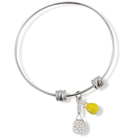 Raqueta de tenis (raqueta) con amarillo pelota de tenis Fancy de encanto pulsera