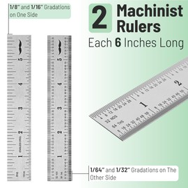 Mr. Pen- Machinist Ruler, 6 Inch, 2 Pack, Stainless Steel with Inch & mm Graduations, Precision Ruler