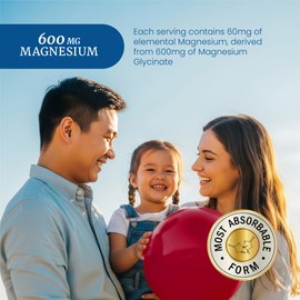 Magnesium Glycinate Gummies 600MG | Sleep, Calm & Relaxation Support | 60MG Elemental Mag Per Serving | Grape Flavor, Gluten-Free | High Absorption Magnesium Gummies for Women, Men & Family | 60 Ct