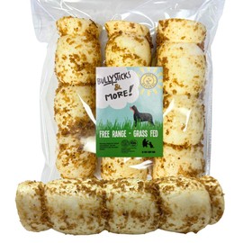 BULLYSTICKS & MORE 10-12" Beef Cheek Rolls for Dogs (Bully Bites Dusted - 3 Count) - Beef Cheek Bones for Dogs - Dog Parents Choice - Premium No Hide Rolls