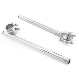 Universal Chrome 7/8" Diameter Clip-On Handlebars - 33mm Fork Tube 7 Degree Angle - 12" Long - Fits Honda Kawasaki Suzuki Cafe Racer Vintage Motorcycle