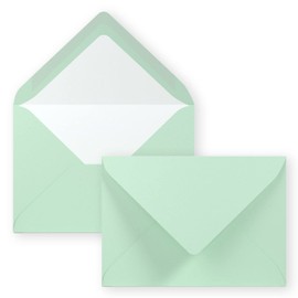 50 x envelopes in mint green - envelopes in DIN B6 - 12.5 x 17.6 cm ribbed paper - white silk lining for Christmas and festive occasions