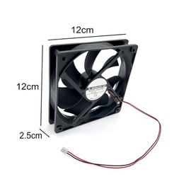 JZK JZK DC 12V cooling fan 12cm, 12025 Low Noise dual-ball bearing hydraulic fan, 120mm brushless fan for ice machine, fan heater, cooler, PC case fan, 120x25mm