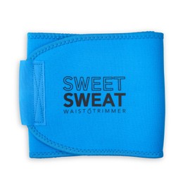 Sports Research Sweet Sweat Waist Trimmer for Women and Men - Sweat Band Waist Trainer Belt for High Intensity Training and Gym Workouts, 5 Adjustable Sizes Neon Blue