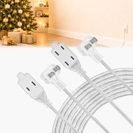 Rokneis 2 Pack Clear Extension Cord 10FT 3 Outlet, Indoor Thin Flat Plug