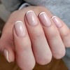 Short Oval False Nails - 24Pcs Almond French Tip False
