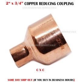 PAKA TOOLS 2" x 3/4" Copper Reducer Coupling Pipe Fitting CxC Certified Lead Free