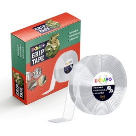 UCRAVO Double Sided Tape Heavy Duty (9.85 FT) - Multipurpose Removable Traceless Mounting Adhesive Tape for Walls，Washable Reusable Strong Sticky Strips Grip Tape