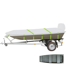 Jon Boat Cover Fit Havoc FRRST 1856/1753/1756, DB1576 Hunting Boats and Weldbilt 1854, 900D Marine Grade Polyester Canvas with PU Coating, 18ft Waterproof Cover & UV Resistant [Motor Cover Included]