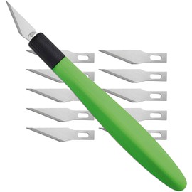 WEDO 7852199 Cutter Scalpel, Comfortline with Soft Grip Handle, Including 5 Replacement Blades and Protective Lid, Apple Green/Black